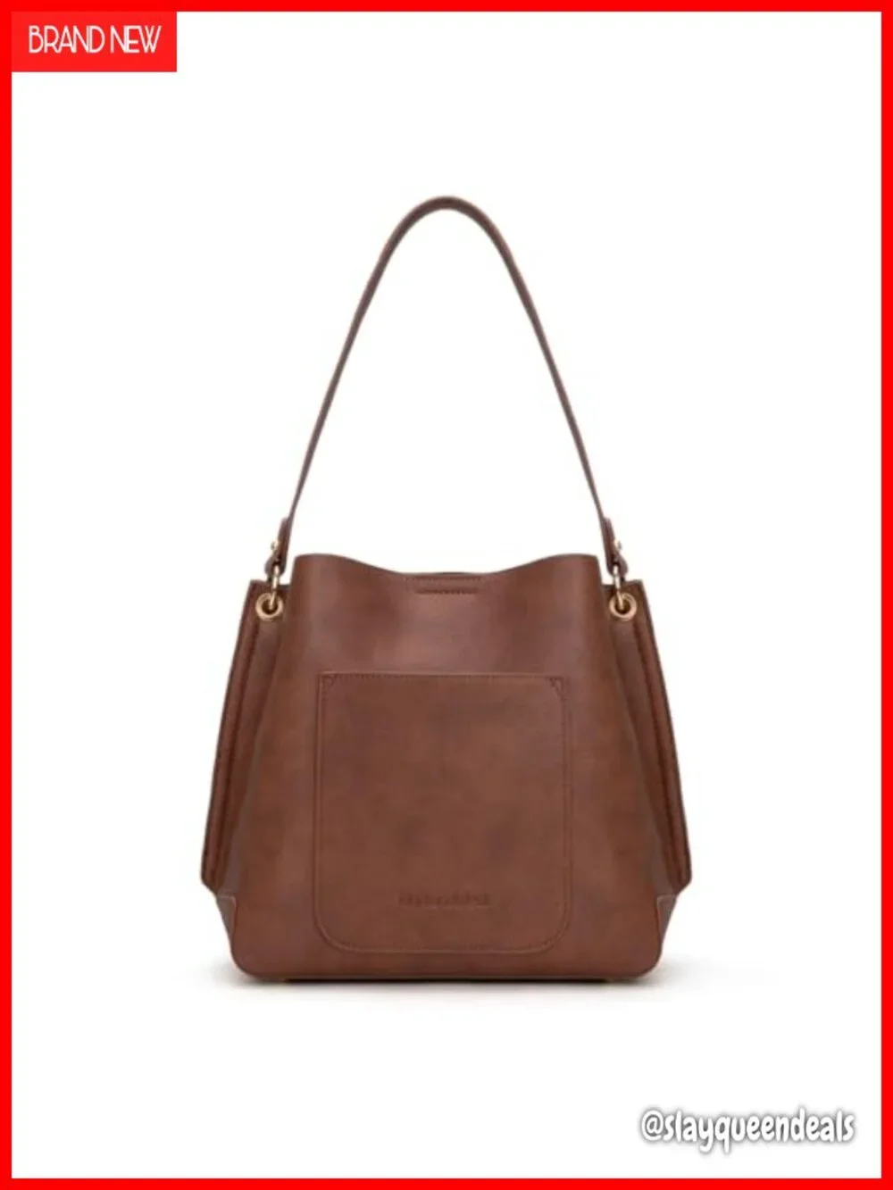 Medium Hobo Bag with 3 Compartments, Faux Leather Shoulder Purse, Detachable